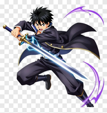 Anime Character Holding A Sword PNG
