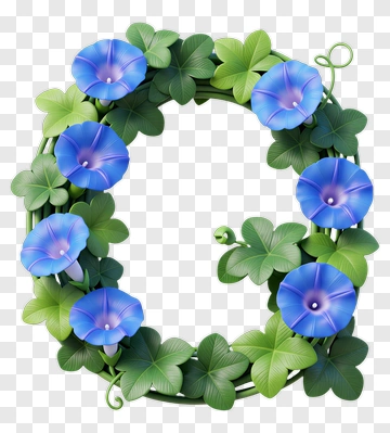 Floral Wreath With Blue Flowers And Green Leaves PNG