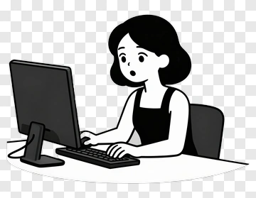 Woman Working On A Computer PNG