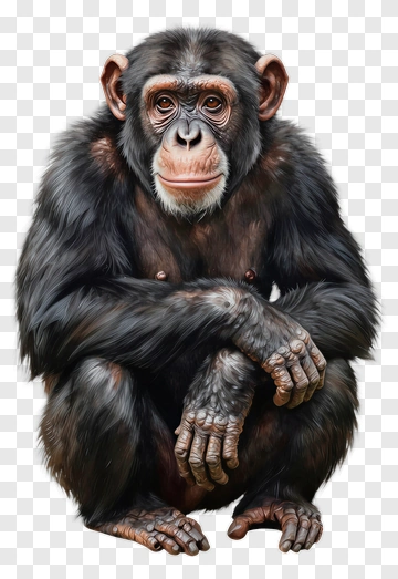 Realistic Chimpanzee Sitting PNG