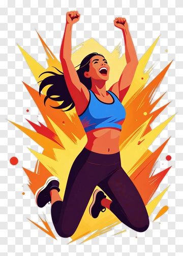 Excited Woman Jumping In Celebration PNG