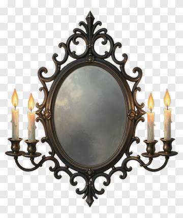 Vintage Wall Mirror With Candles PNG