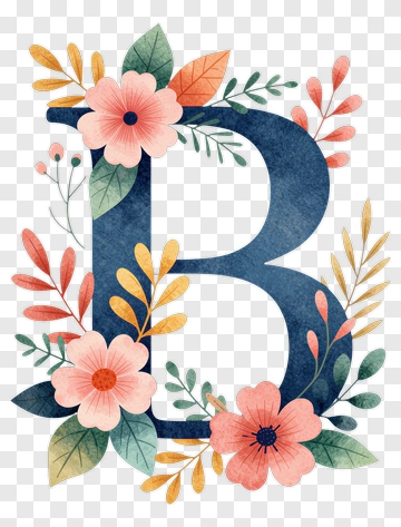 Floral Letter B Design PNG