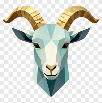 3D Goat Head With Horns PNG