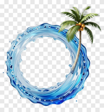 Water Splash With Palm Tree PNG