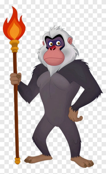 Cartoon Monkey Holding A Torch PNG