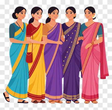 Group Of Women In Colorful Sarees PNG