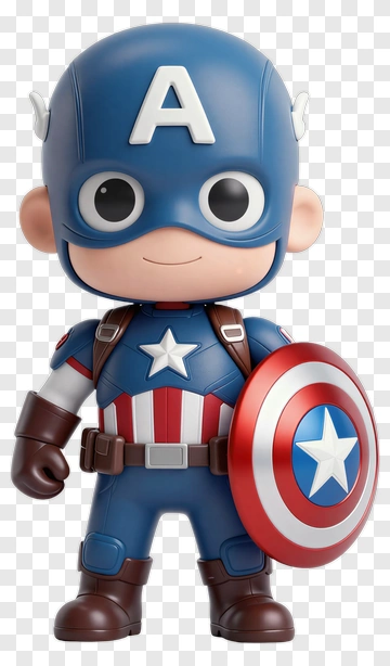 Cartoon Captain America Figure Holding Shield PNG