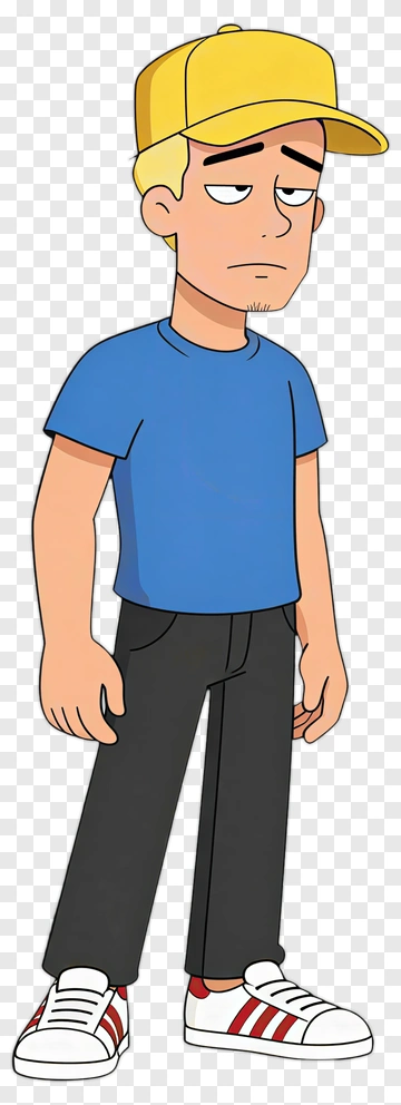 Cartoon Boy In A Blue Shirt And Yellow Cap PNG
