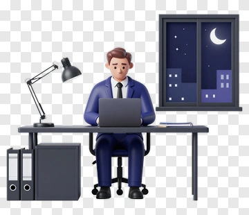 3D Businessman Working At A Desk PNG