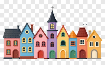 Colorful Cartoon Houses PNG