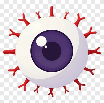 Cartoon Eye With Red Tentacles PNG
