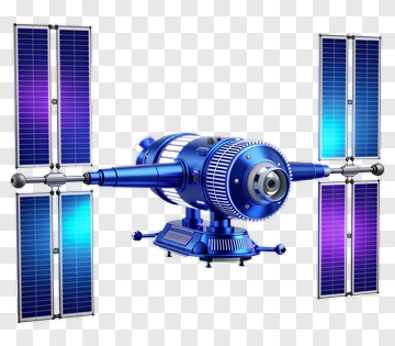 3D Space Satellite With Solar Panels PNG