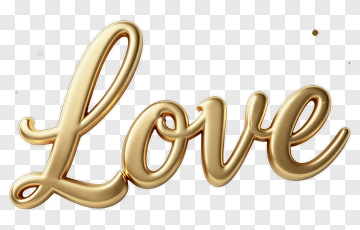 Golden Love Text PNG