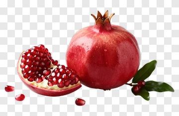Fresh Pomegranate With Split Half And Seeds PNG
