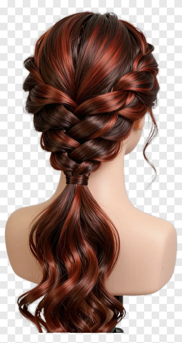 Braided Hair With Loose Waves PNG