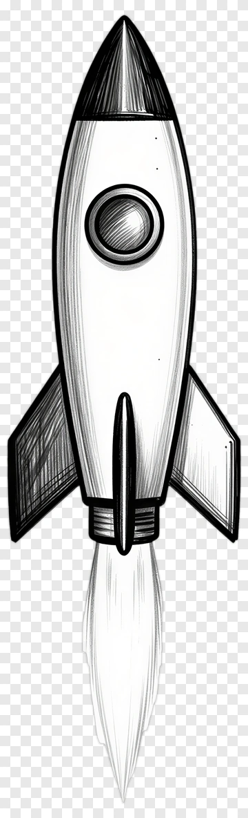 Cartoon Rocket With Flames PNG