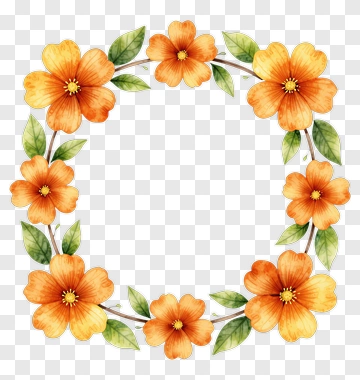 Orange Floral Wreath PNG