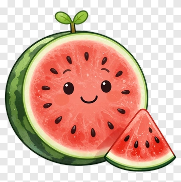 Cartoon Watermelon With A Happy Face PNG