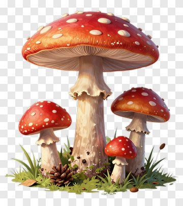 Colorful Mushroom Cluster PNG