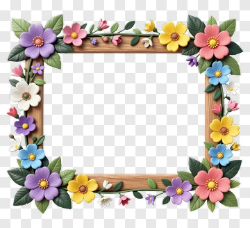 Colorful Floral Frame PNG