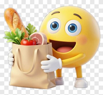 Cartoon Emoji Holding A Grocery Bag PNG