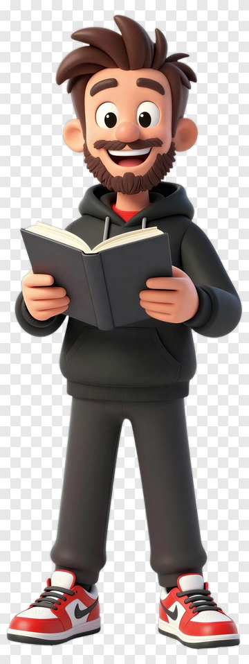 Cartoon Man Holding A Book PNG