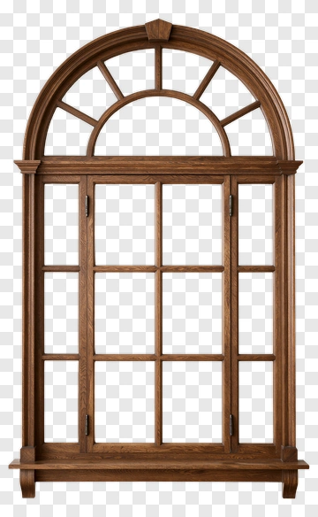 Wooden Window With Arched Top PNG