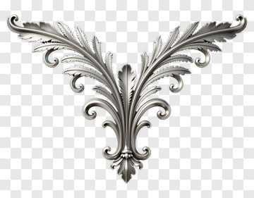 Ornate Silver Decorative Flourish PNG
