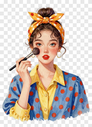 Woman Applying Makeup With A Brush PNG