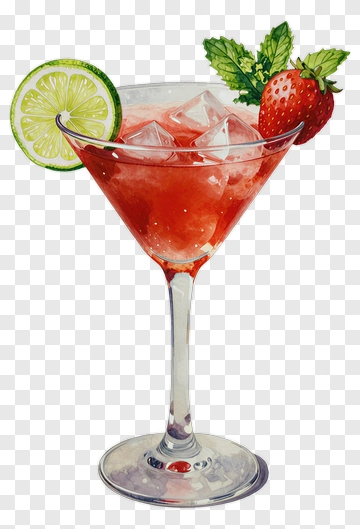 Strawberry Cocktail With Lime And Mint PNG
