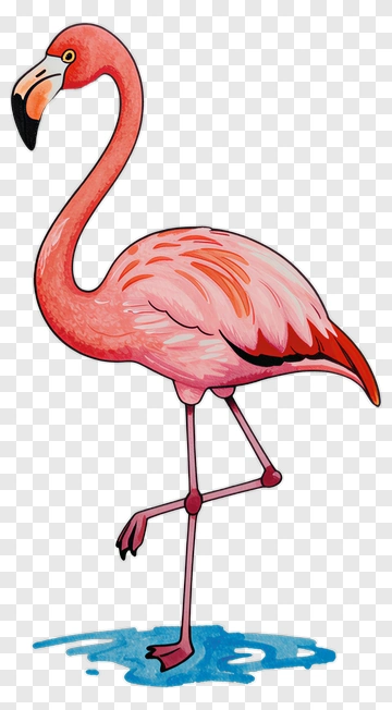 Cartoon Pink Flamingo Standing On One Leg PNG