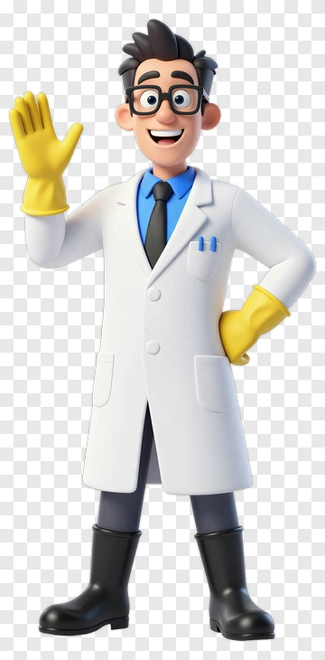 Cartoon Scientist Waving Hello PNG