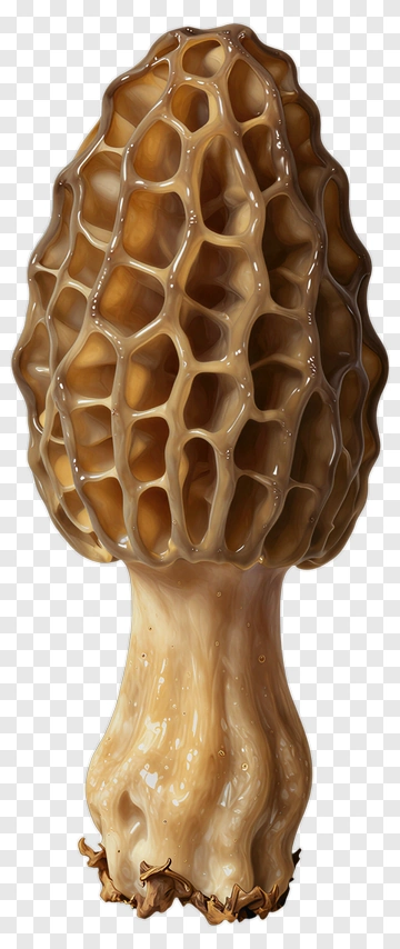 Realistic Morel Mushroom PNG