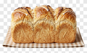 Freshly Baked Bread Loaf On A Checkered Plate PNG