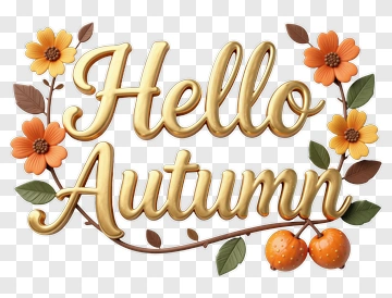Hello Autumn Floral Design PNG
