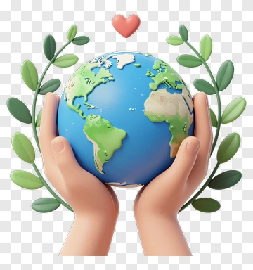 Hands Holding A Globe With Leaves And Heart PNG
