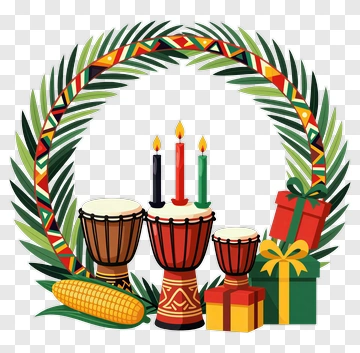 Colorful Wreath With Drums And Gifts PNG