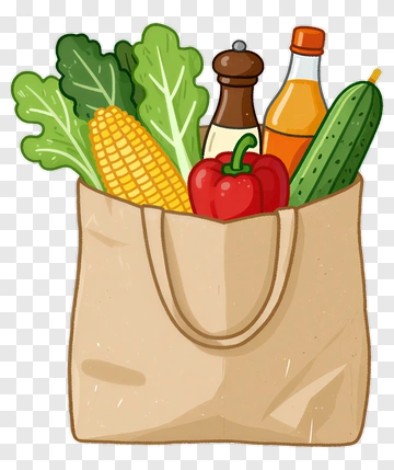 Grocery Bag Filled With Fresh Vegetables And Condiments PNG