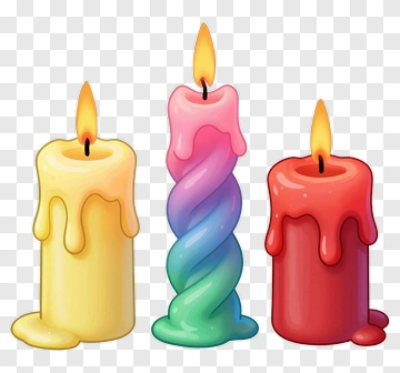 Colorful Candles With Dripping Wax PNG