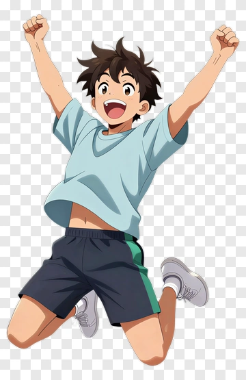 Happy Boy Jumping With Excitement PNG