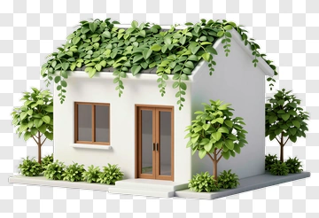 Eco House Surrounded By Greenery PNG