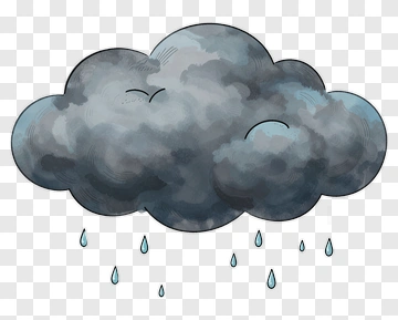Cartoon Cloud With Raindrops PNG