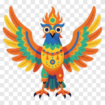 Colorful Cartoon Bird With Spread Wings PNG