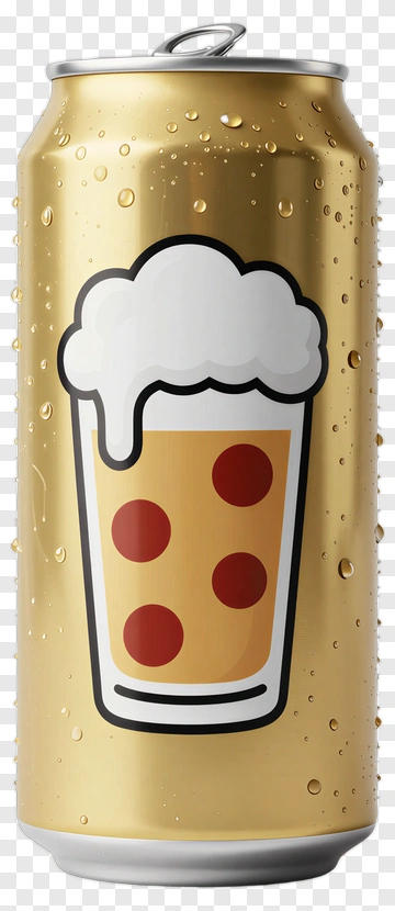 Cartoon Beer Can With Foam And Red Dots PNG