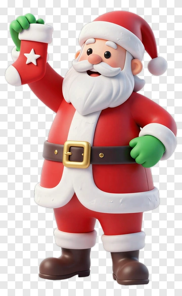 Cartoon Santa Claus Holding A Christmas Stocking PNG