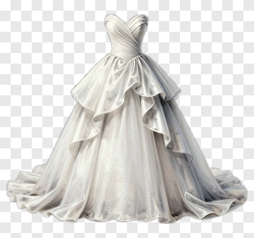 Elegant Wedding Dress With Ruffles PNG