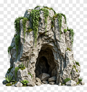 Rock Cave With Greenery PNG