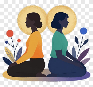 Meditative Women With Floral Elements PNG