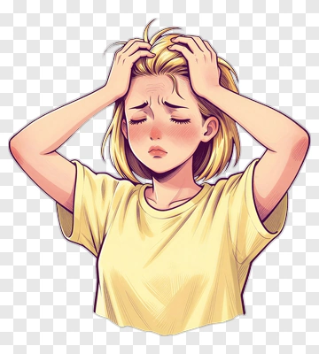 Worried Woman Holding Her Head PNG